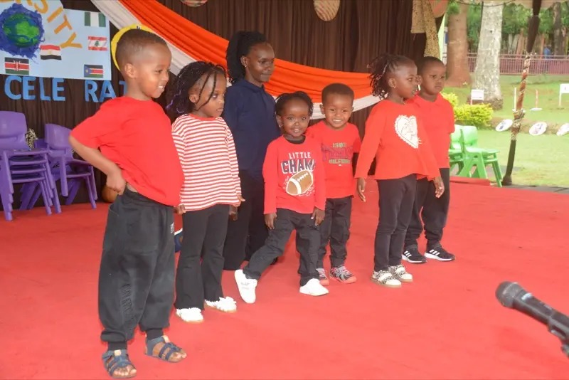 Children in red t-shirts on Sports Day